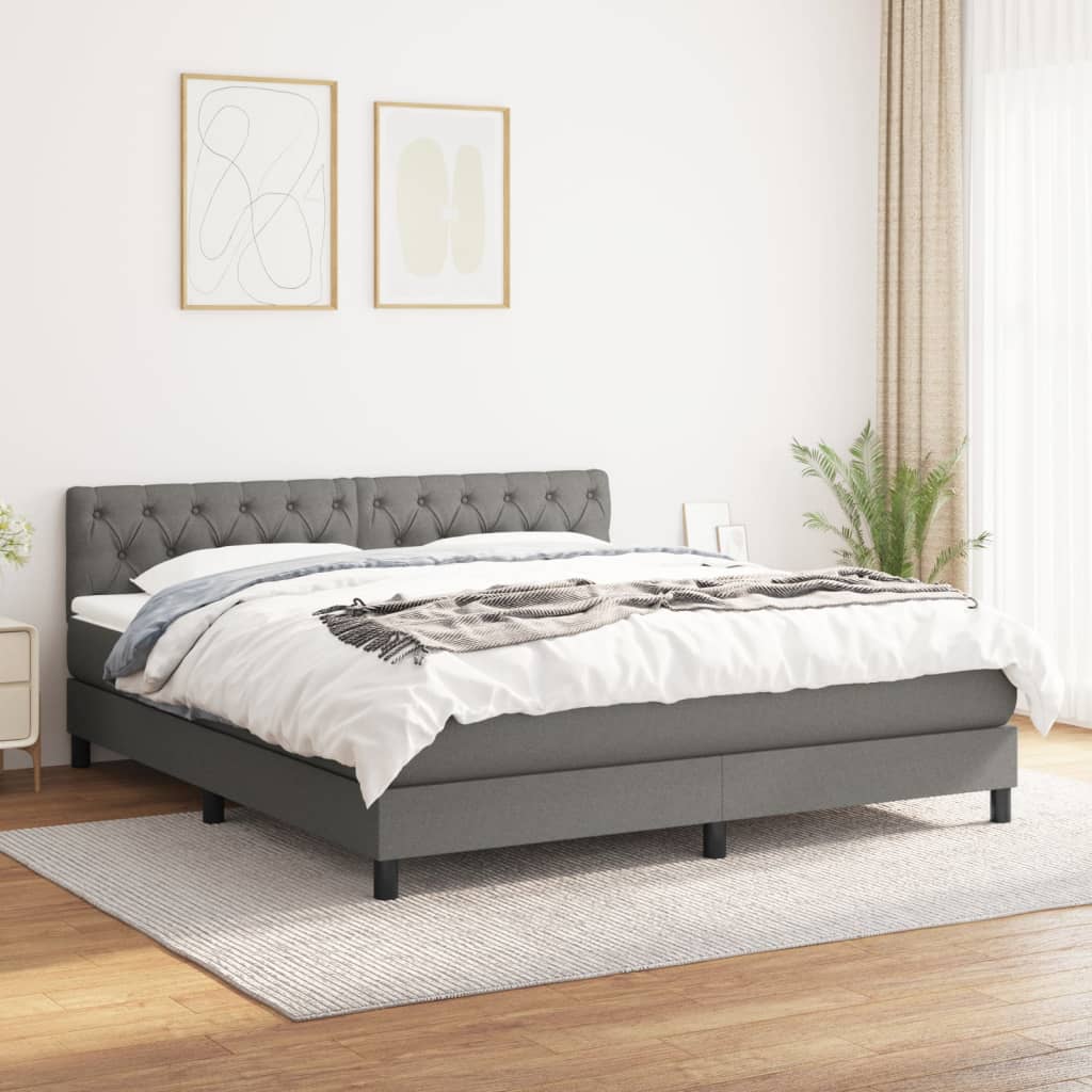 Boxspring met matras stof donkergrijs 160x200 cm is nu te koop bij PeponiXL, paradijselijk wonen!