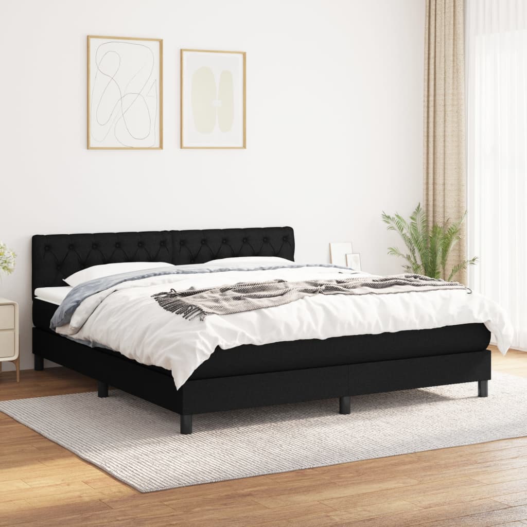 Boxspring met matras stof zwart 160x200 cm is nu te koop bij PeponiXL, paradijselijk wonen!