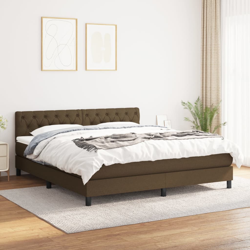 Boxspring met matras stof donkerbruin 160x200 cm is nu te koop bij PeponiXL, paradijselijk wonen!