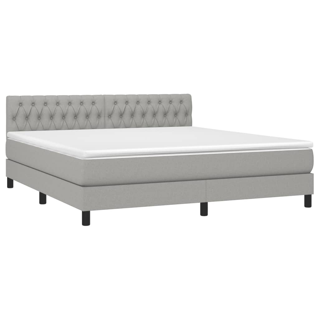 Boxspring met matras stof lichtgrijs 180x200 cm is nu te koop bij PeponiXL, paradijselijk wonen!
