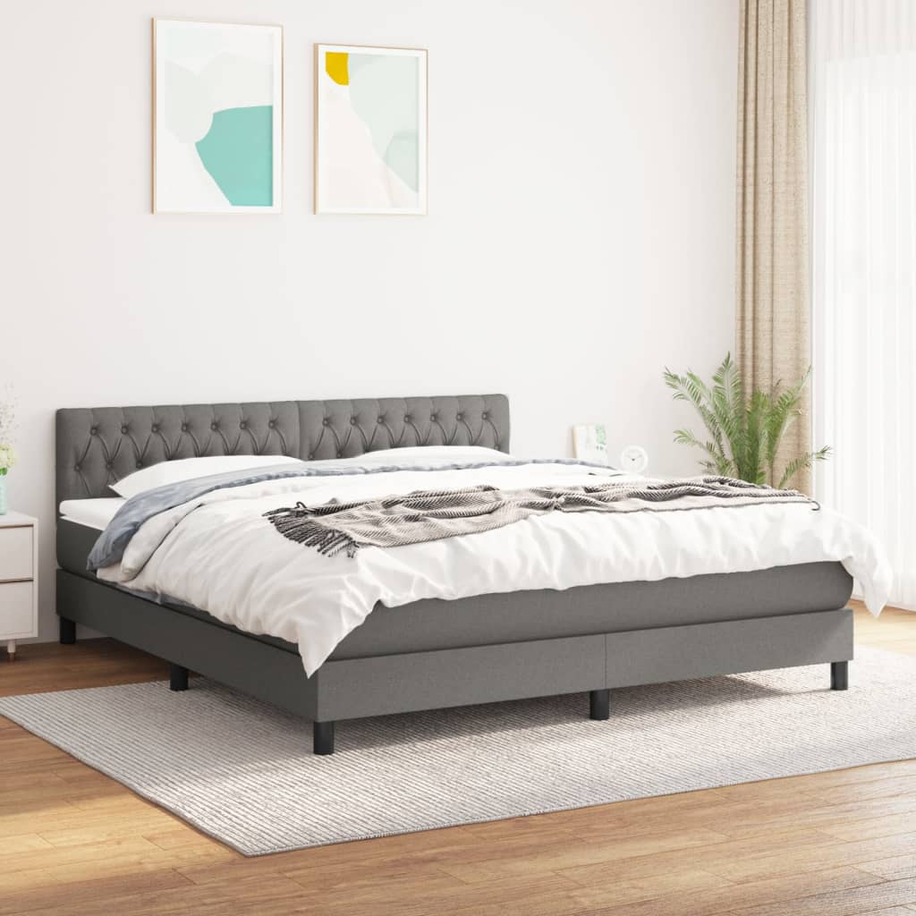 Boxspring met matras stof donkergrijs 180x200 cm is nu te koop bij PeponiXL, paradijselijk wonen!