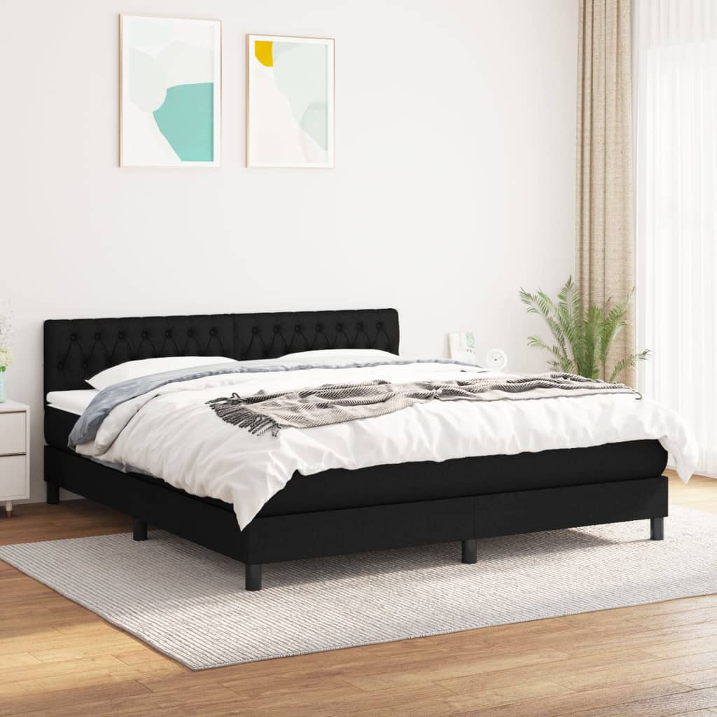 Boxspring met matras stof zwart 180x200 cm is nu te koop bij PeponiXL, paradijselijk wonen!