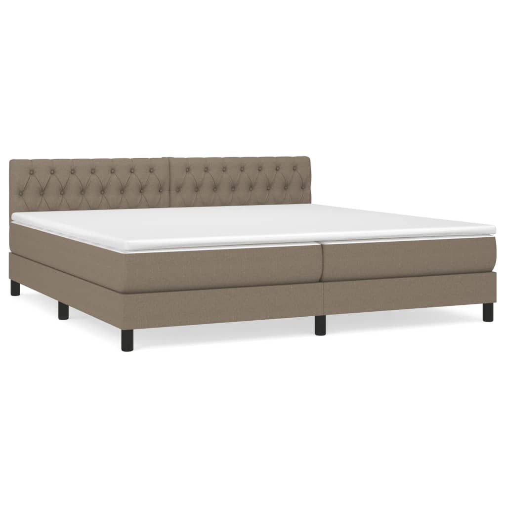 Boxspring met matras stof taupe 200x200 cm is nu te koop bij PeponiXL, paradijselijk wonen!