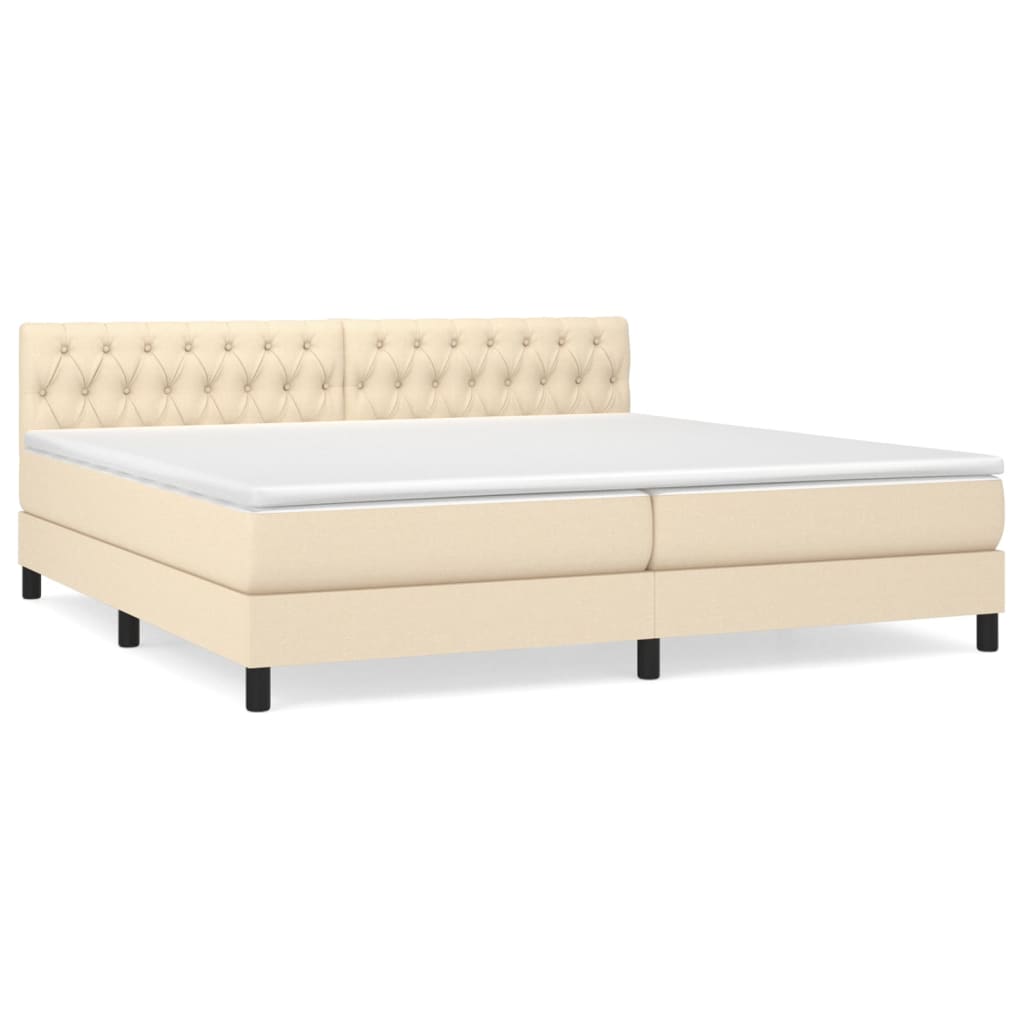 Boxspring met matras stof crèmekleurig 200x200 cm is nu te koop bij PeponiXL, paradijselijk wonen!