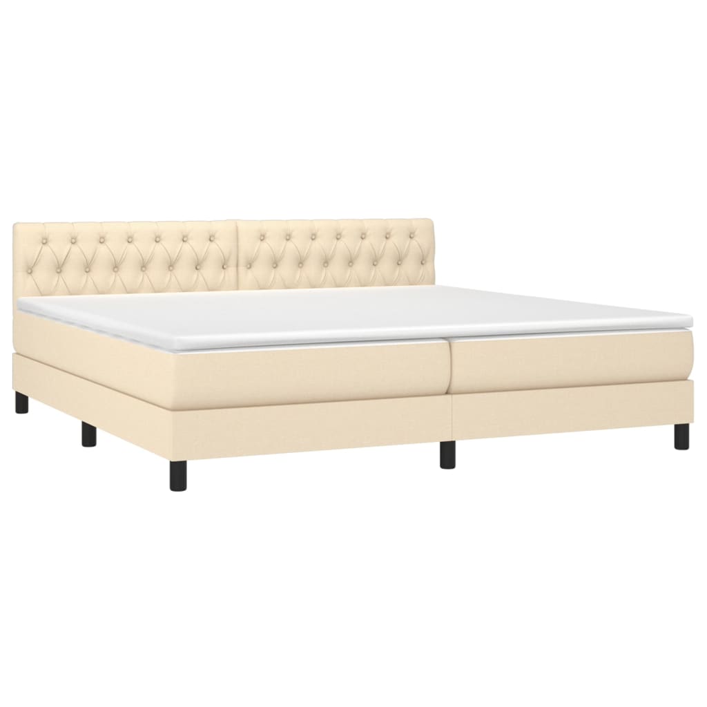 Boxspring met matras stof crèmekleurig 200x200 cm is nu te koop bij PeponiXL, paradijselijk wonen!