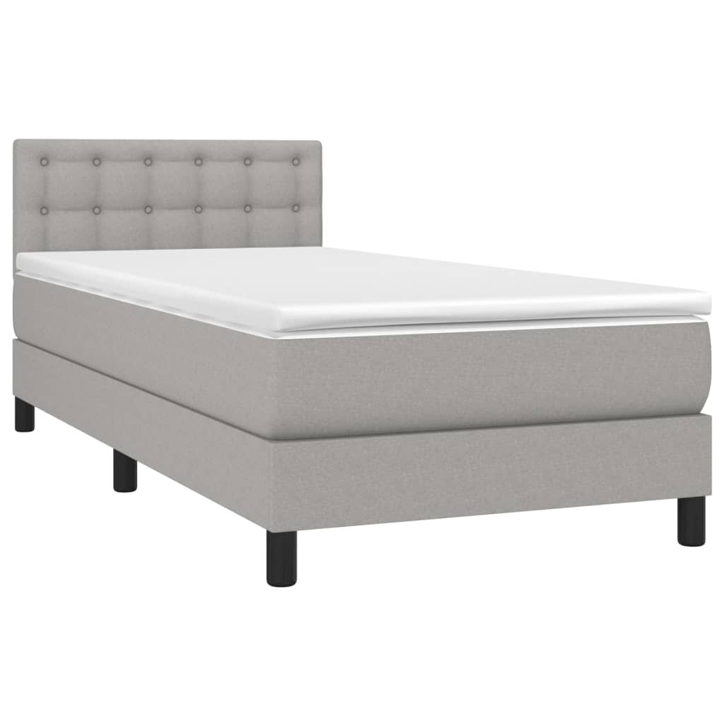 Boxspring met matras stof lichtgrijs 90x190 cm is nu te koop bij PeponiXL, paradijselijk wonen!
