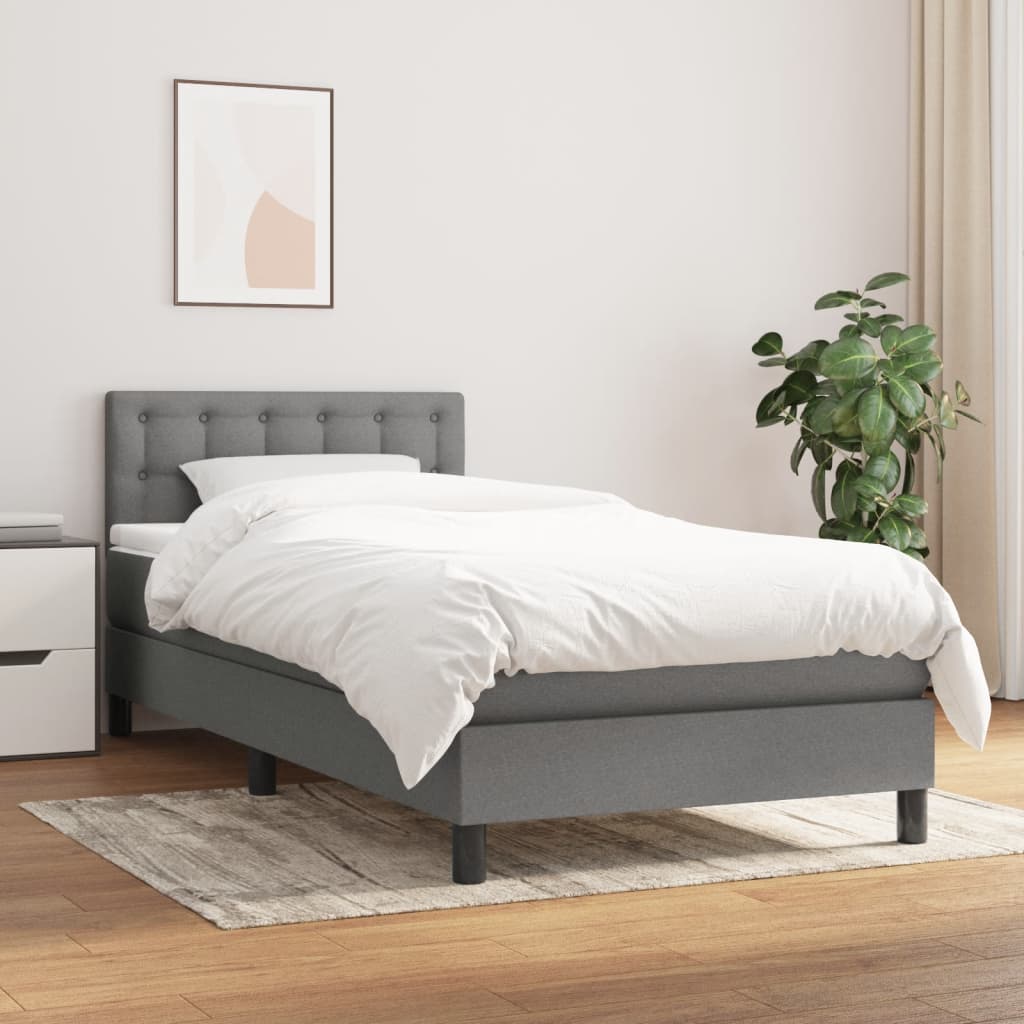 Boxspring met matras stof donkergrijs 90x190 cm is nu te koop bij PeponiXL, paradijselijk wonen!