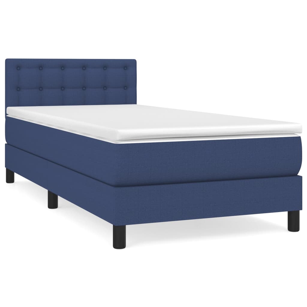 Boxspring met matras stof blauw 90x190 cm is nu te koop bij PeponiXL, paradijselijk wonen!