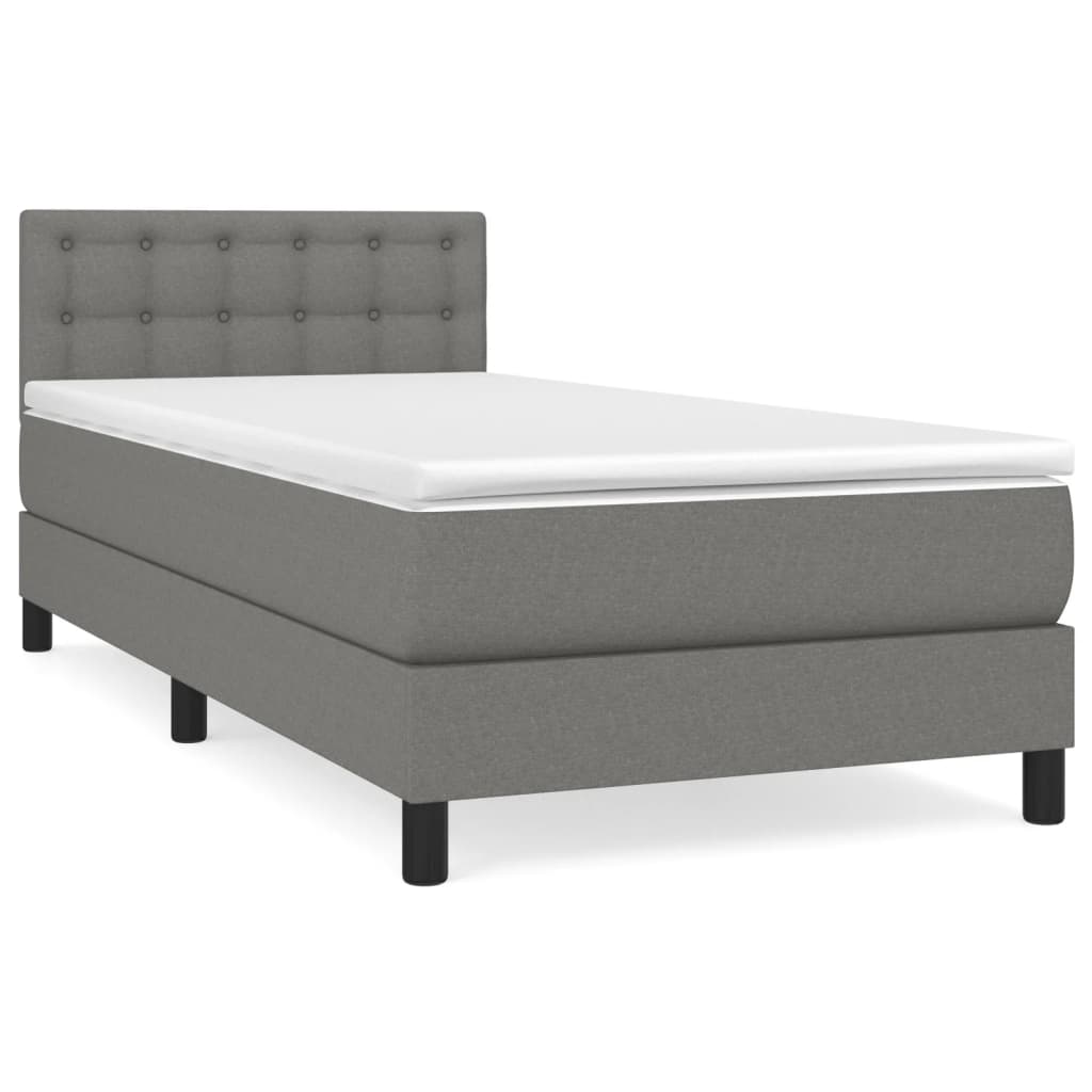 Boxspring met matras stof donkergrijs 90x200 cm is nu te koop bij PeponiXL, paradijselijk wonen!
