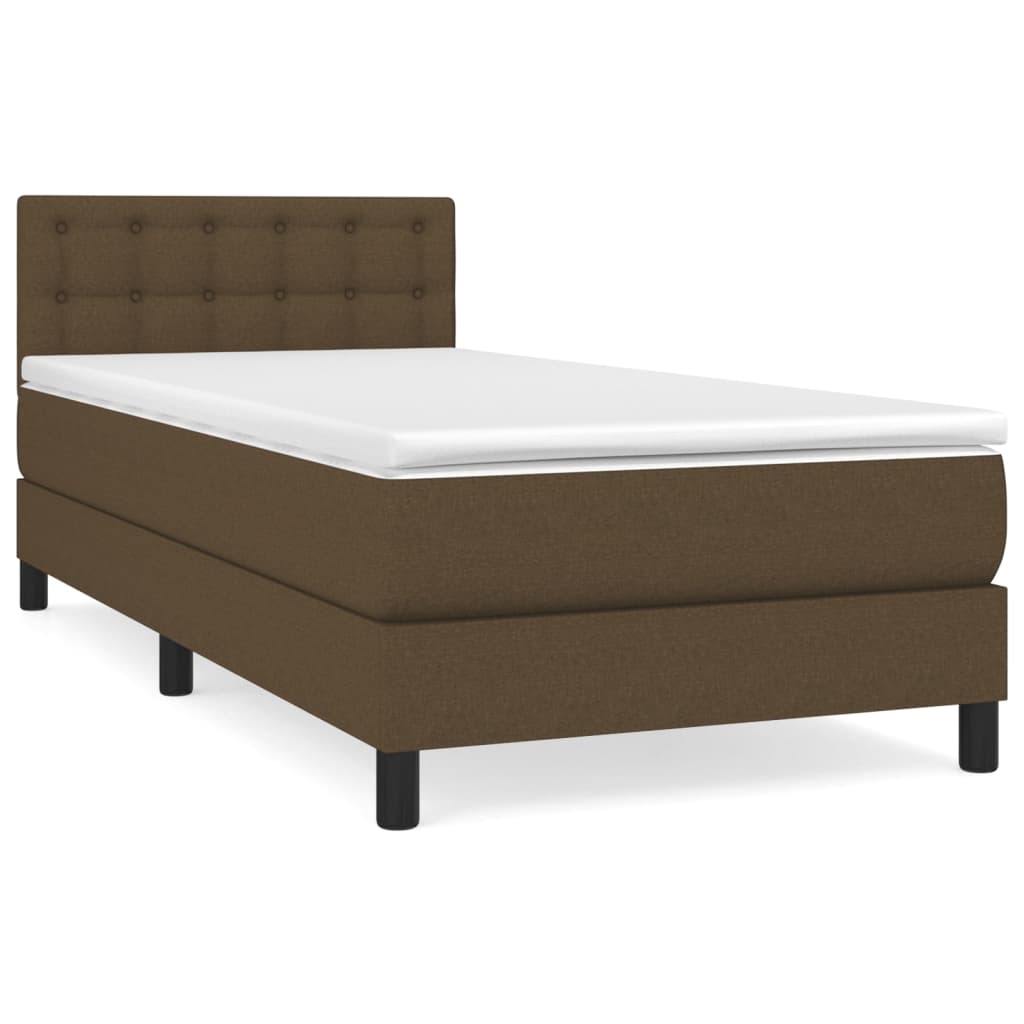 Boxspring met matras stof donkerbruin 90x200 cm is nu te koop bij PeponiXL, paradijselijk wonen!