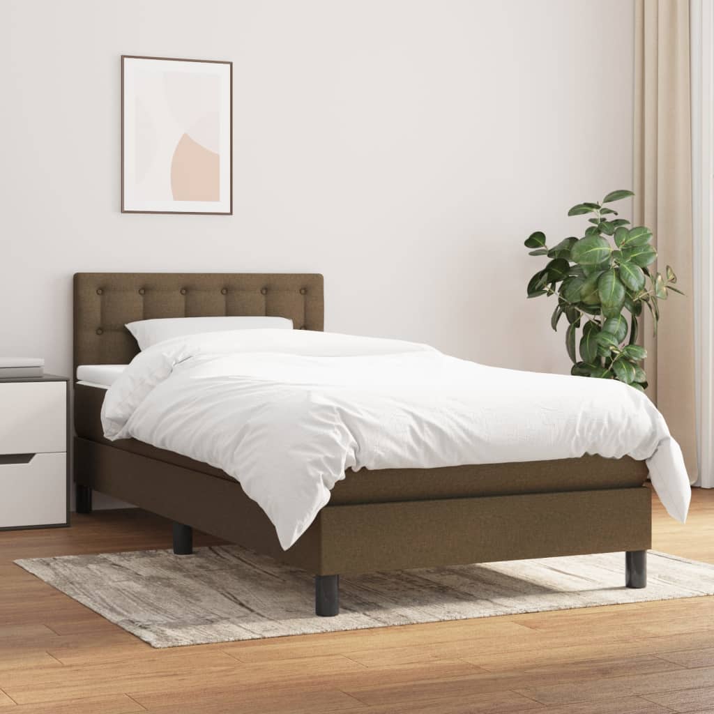 Boxspring met matras stof donkerbruin 90x200 cm is nu te koop bij PeponiXL, paradijselijk wonen!
