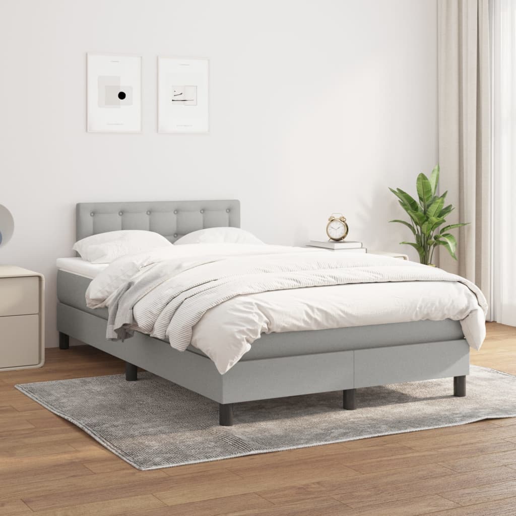 Boxspring met matras stof lichtgrijs 120x200 cm is nu te koop bij PeponiXL, paradijselijk wonen!