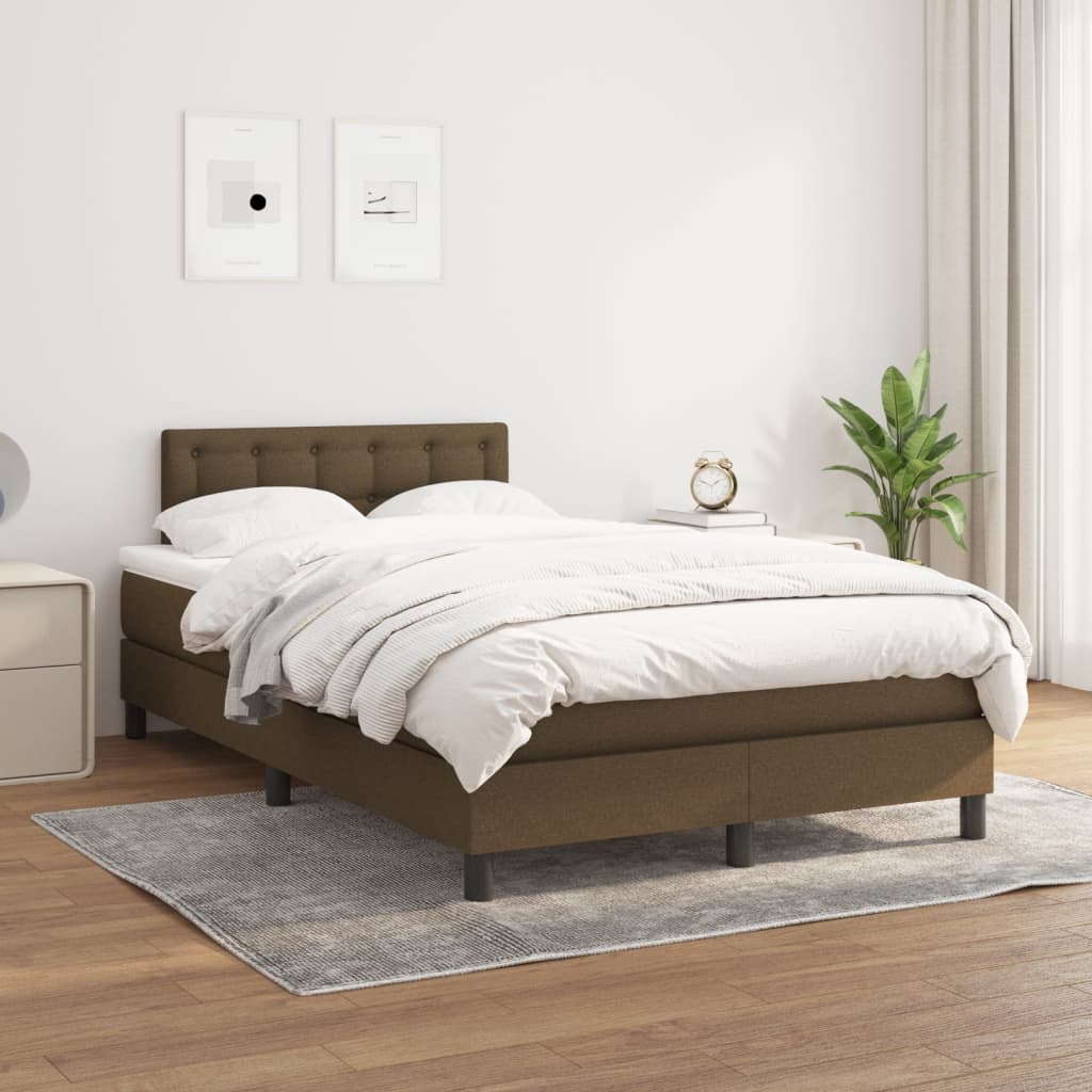Boxspring met matras stof donkerbruin 120x200 cm is nu te koop bij PeponiXL, paradijselijk wonen!