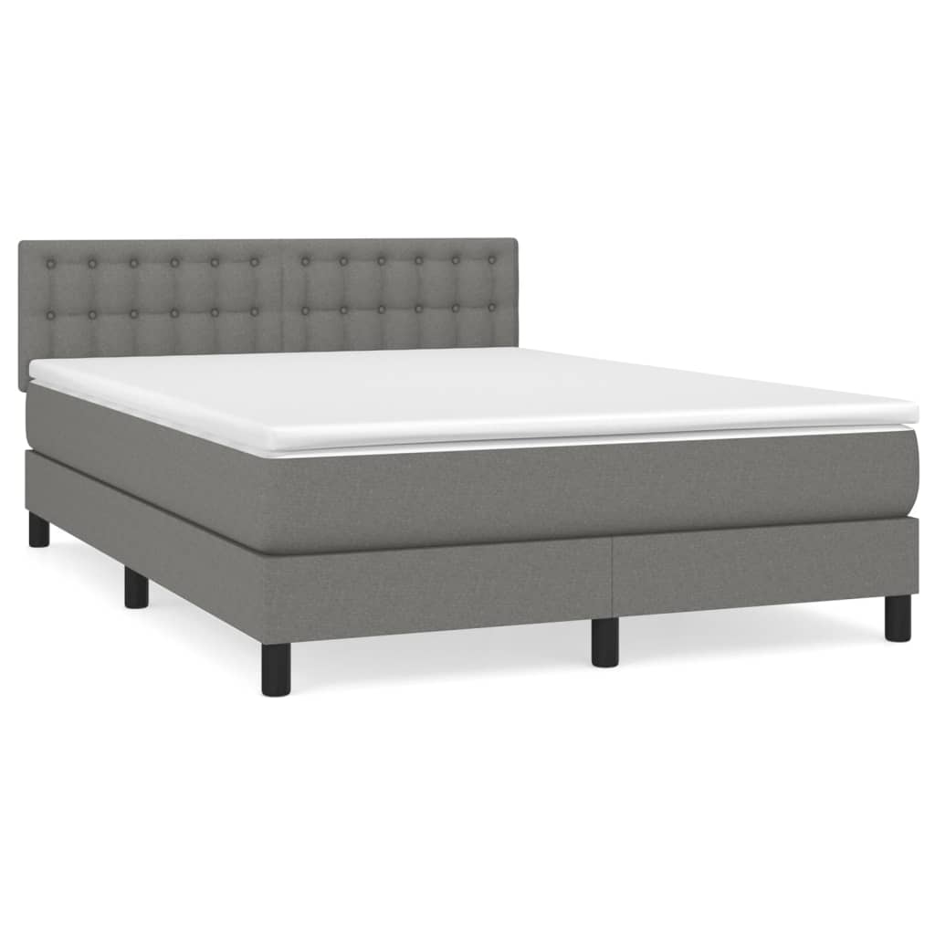 Boxspring met matras stof donkergrijs 140x190 cm is nu te koop bij PeponiXL, paradijselijk wonen!