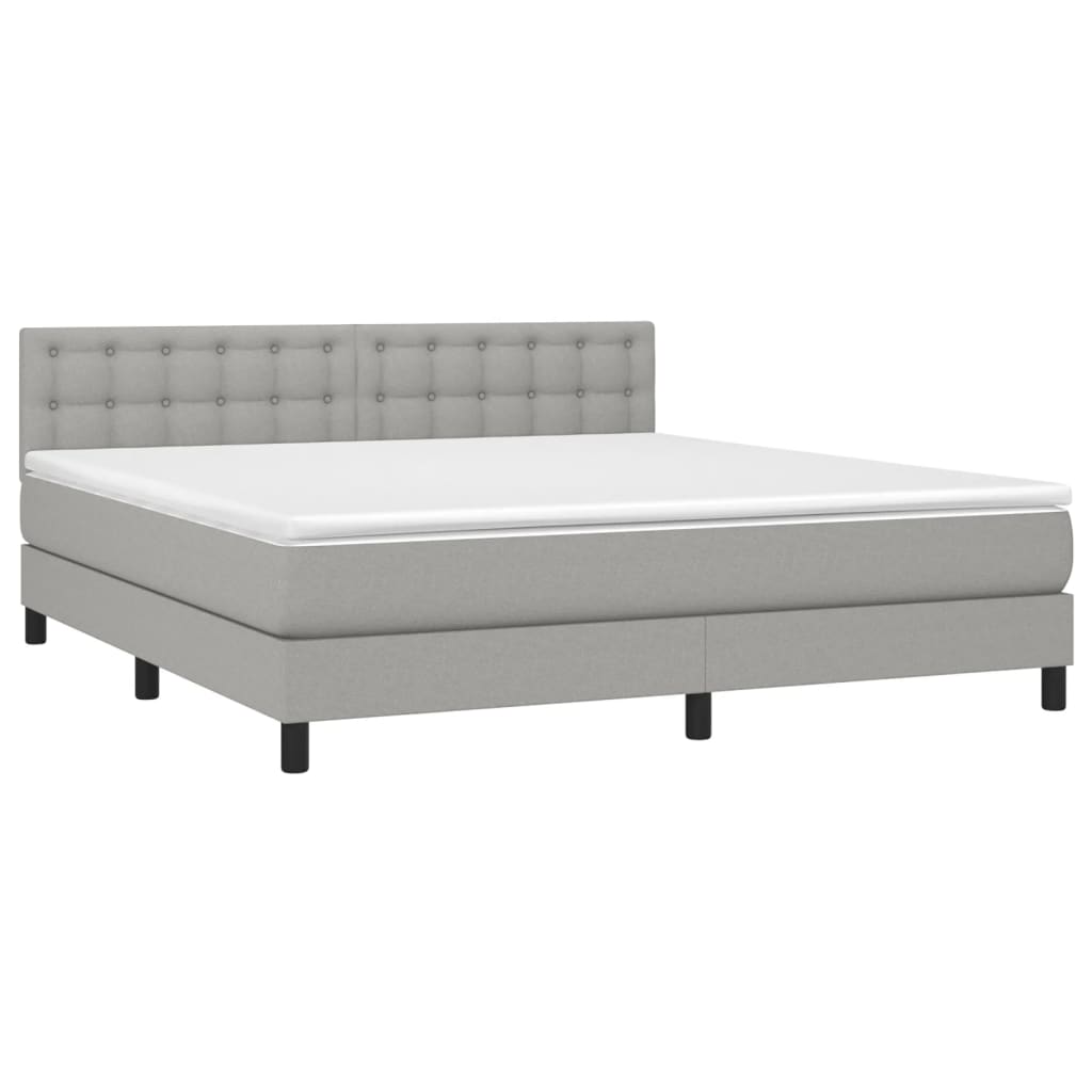 Boxspring met matras stof lichtgrijs 180x200 cm is nu te koop bij PeponiXL, paradijselijk wonen!