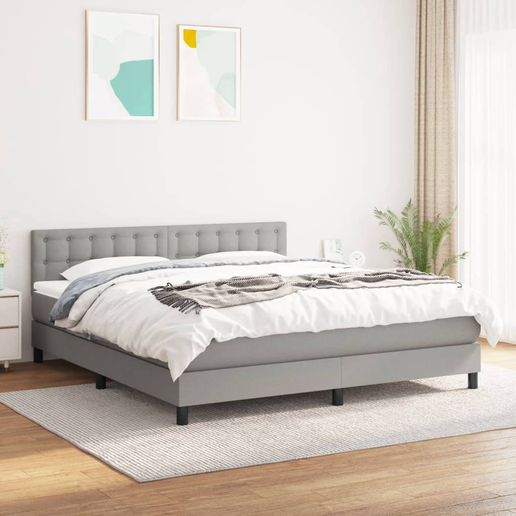 Boxspring met matras stof lichtgrijs 180x200 cm is nu te koop bij PeponiXL, paradijselijk wonen!