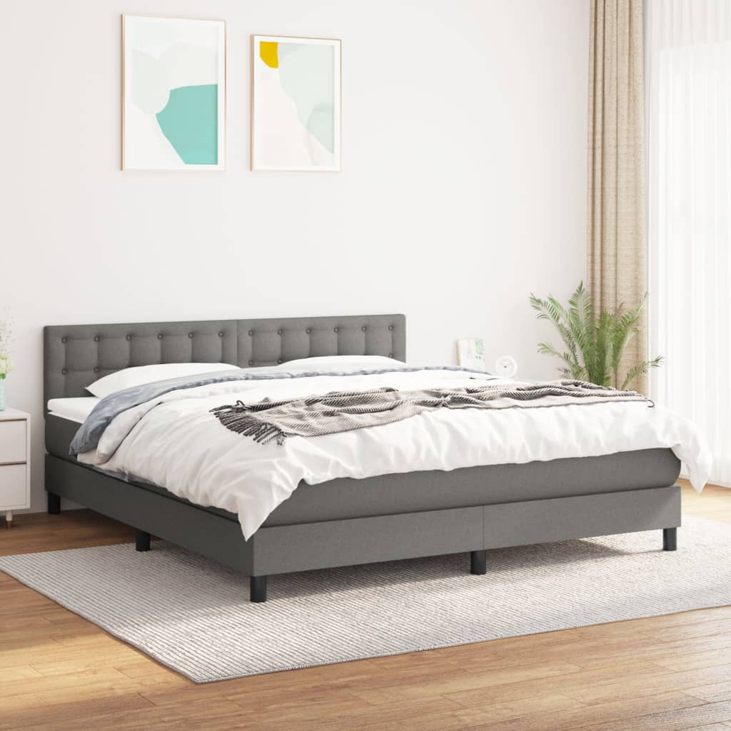 Boxspring met matras stof donkergrijs 180x200 cm is nu te koop bij PeponiXL, paradijselijk wonen!