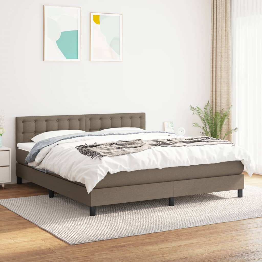 Boxspring met matras stof taupe 180x200 cm is nu te koop bij PeponiXL, paradijselijk wonen!
