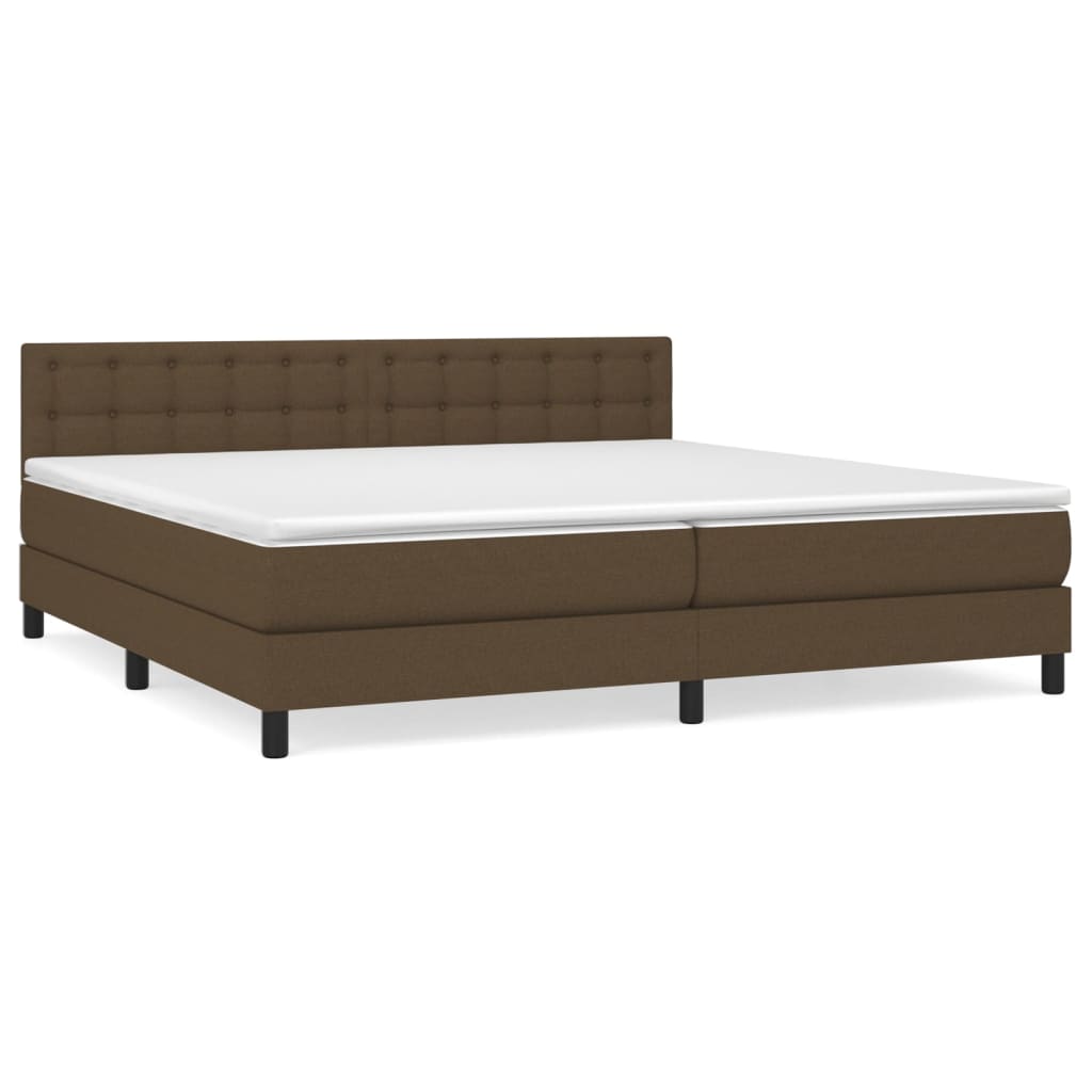 Boxspring met matras stof donkerbruin 200x200 cm is nu te koop bij PeponiXL, paradijselijk wonen!