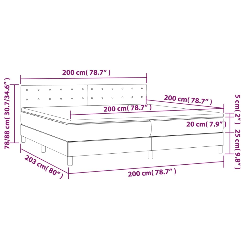 Boxspring met matras stof donkerbruin 200x200 cm is nu te koop bij PeponiXL, paradijselijk wonen!