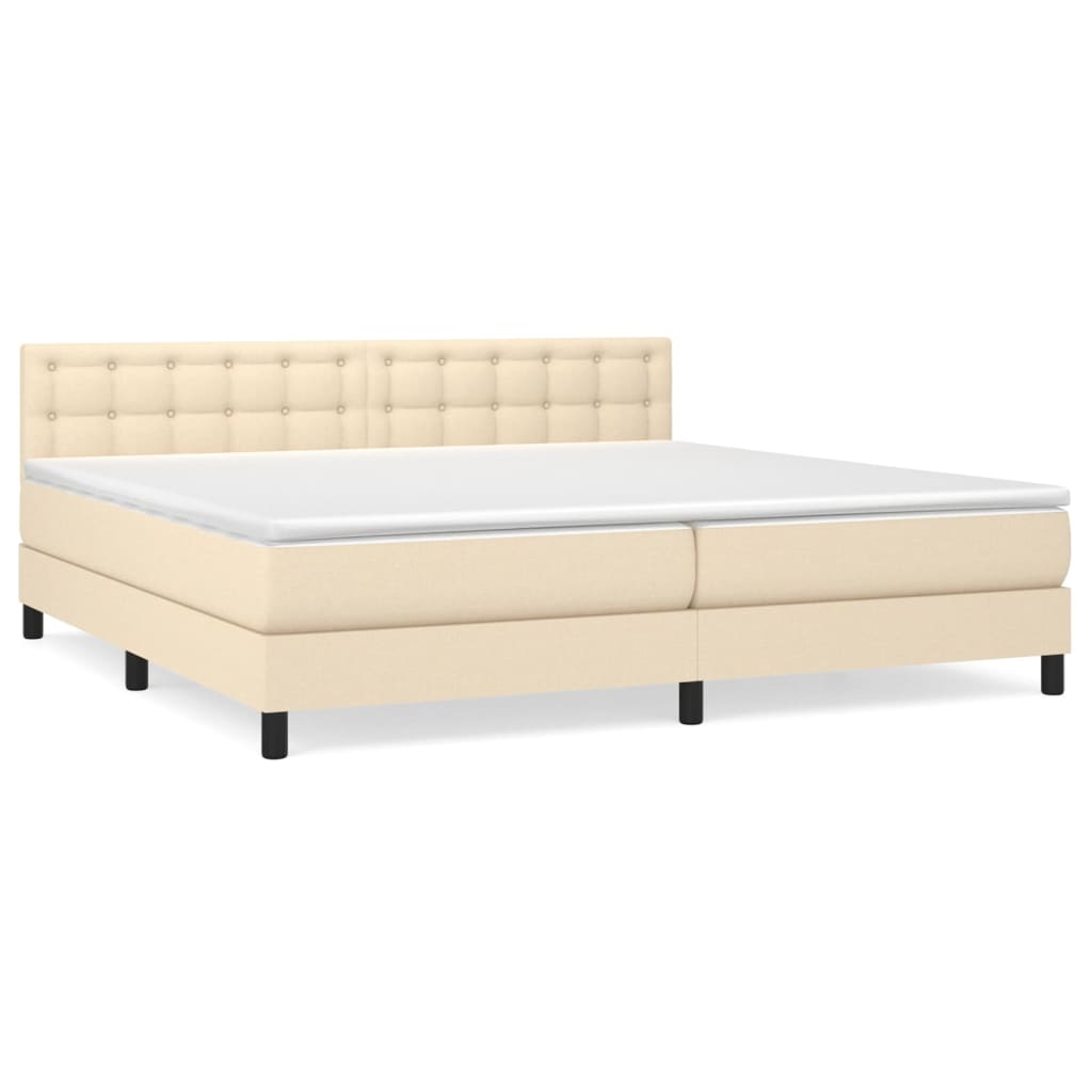 Boxspring met matras stof crèmekleurig 200x200 cm is nu te koop bij PeponiXL, paradijselijk wonen!