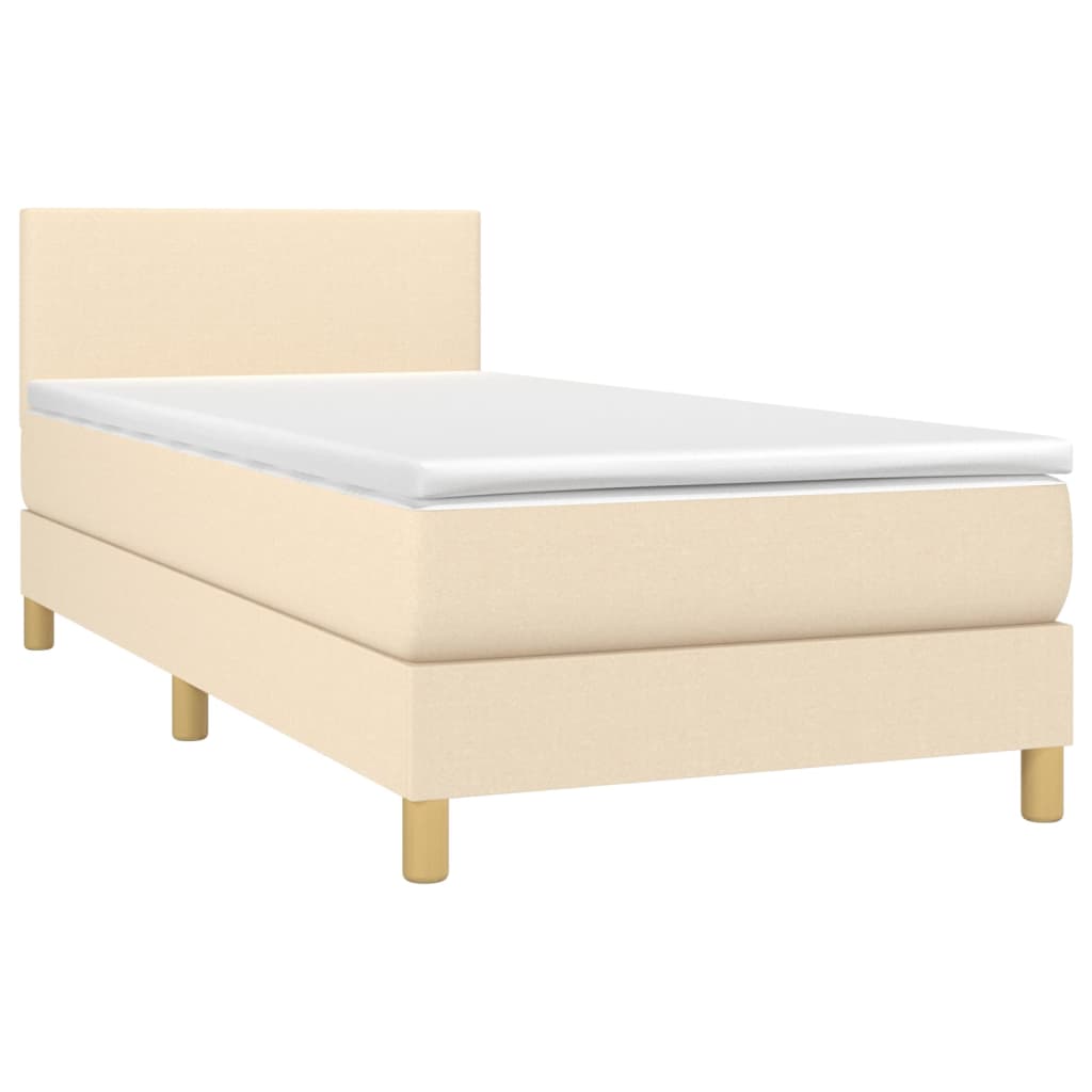 Boxspring met matras stof crèmekleurig 80x200 cm is nu te koop bij PeponiXL, paradijselijk wonen!