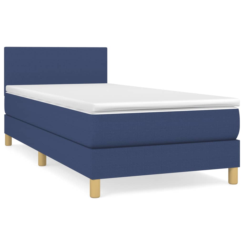 Boxspring met matras stof blauw 90x190 cm is nu te koop bij PeponiXL, paradijselijk wonen!