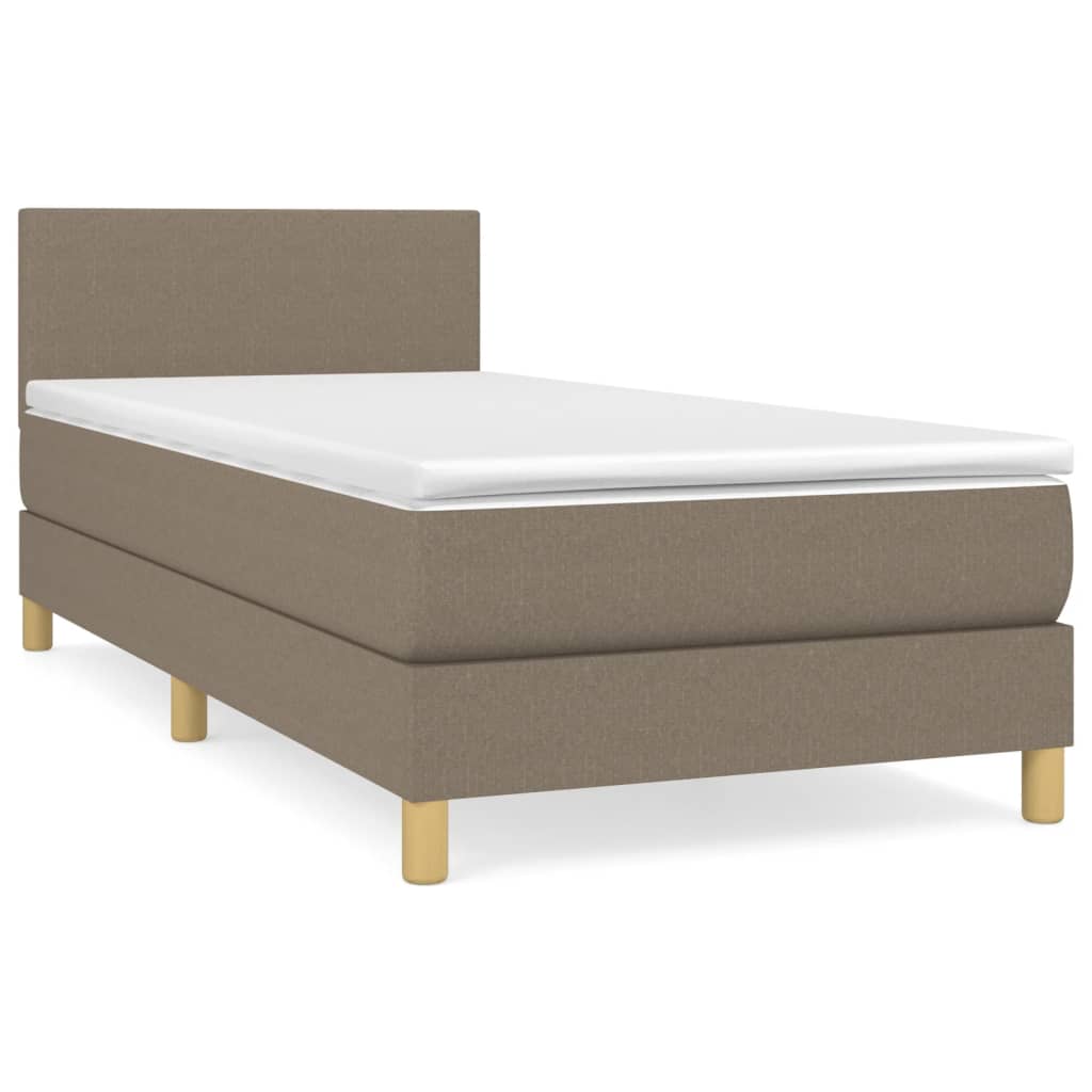 Boxspring met matras stof taupe 90x200 cm is nu te koop bij PeponiXL, paradijselijk wonen!