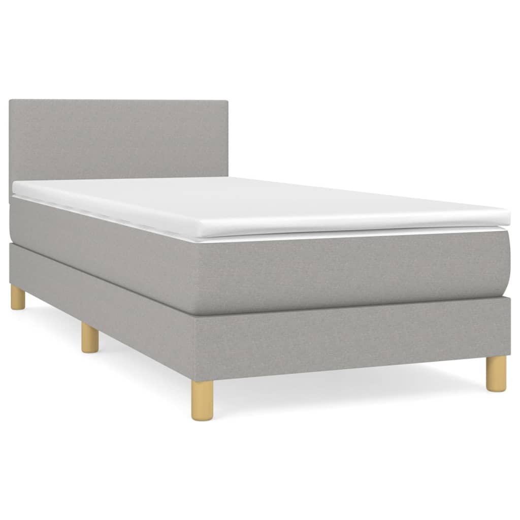 Boxspring met matras stof lichtgrijs 100x200 cm is nu te koop bij PeponiXL, paradijselijk wonen!