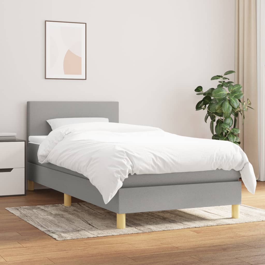 Boxspring met matras stof lichtgrijs 100x200 cm is nu te koop bij PeponiXL, paradijselijk wonen!