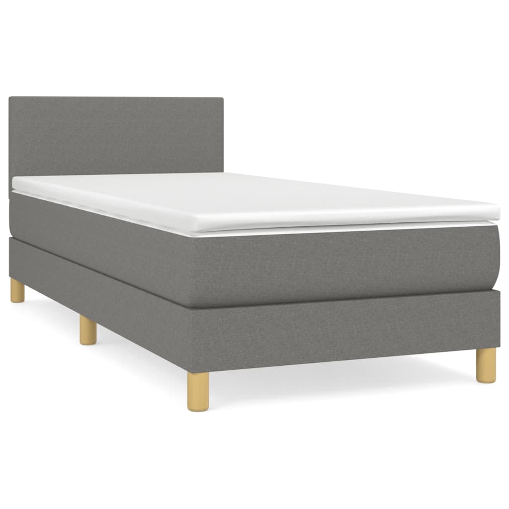 Boxspring met matras stof donkergrijs 100x200 cm is nu te koop bij PeponiXL, paradijselijk wonen!