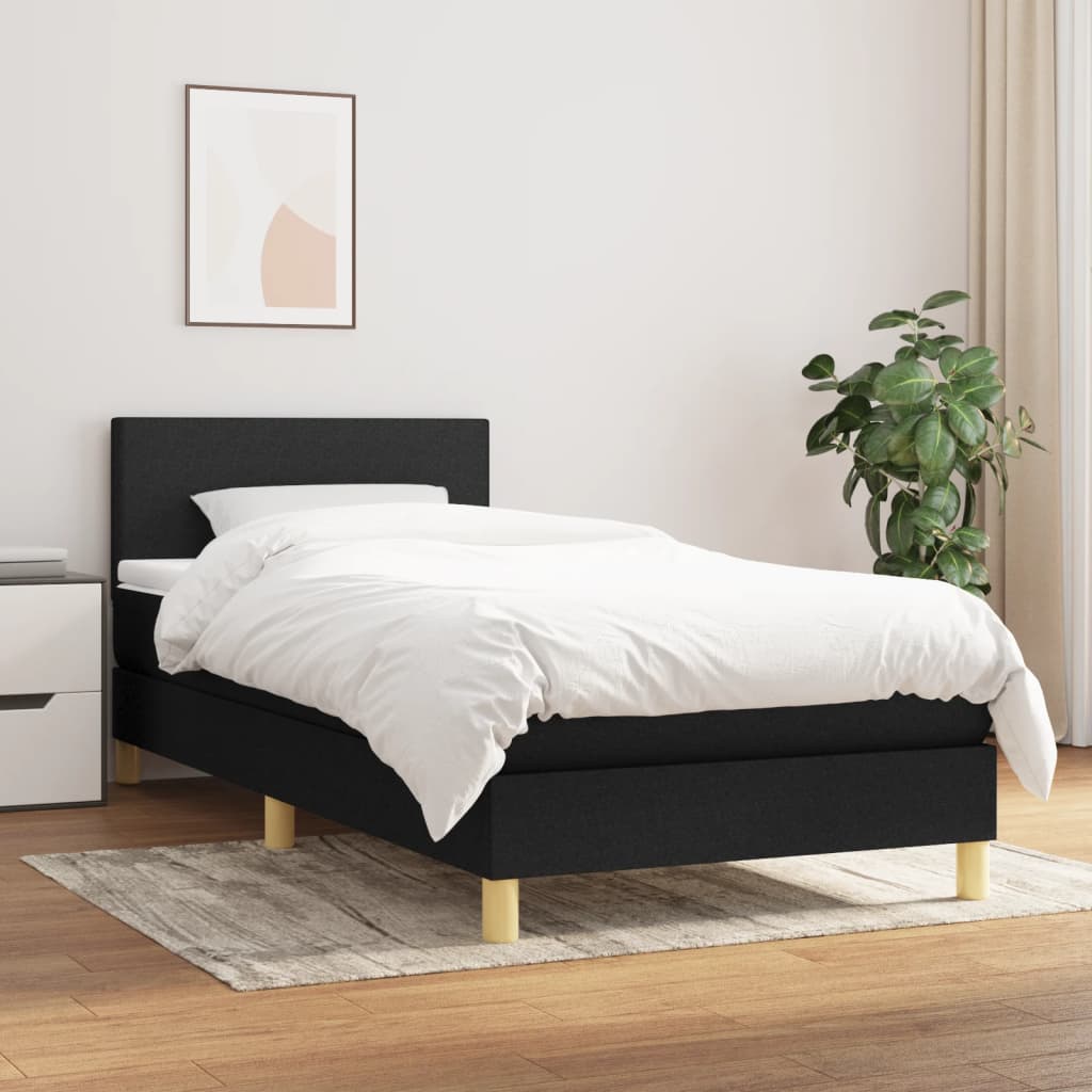 Boxspring met matras stof zwart 100x200 cm is nu te koop bij PeponiXL, paradijselijk wonen!