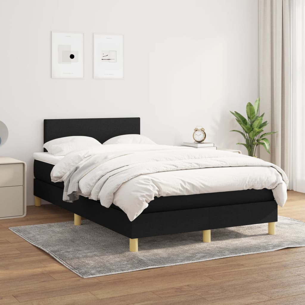 Boxspring met matras stof zwart 120x200 cm is nu te koop bij PeponiXL, paradijselijk wonen!