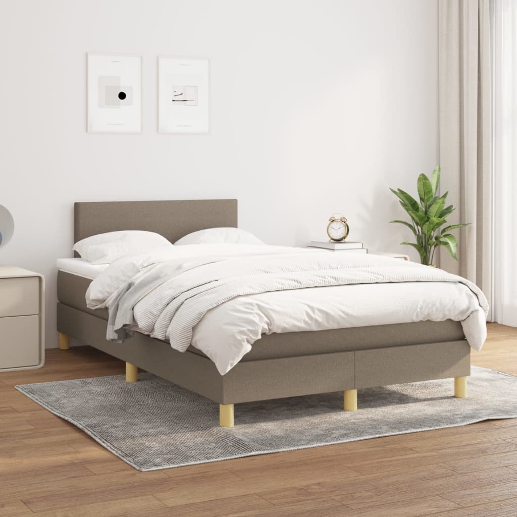Boxspring met matras stof taupe 120x200 cm is nu te koop bij PeponiXL, paradijselijk wonen!