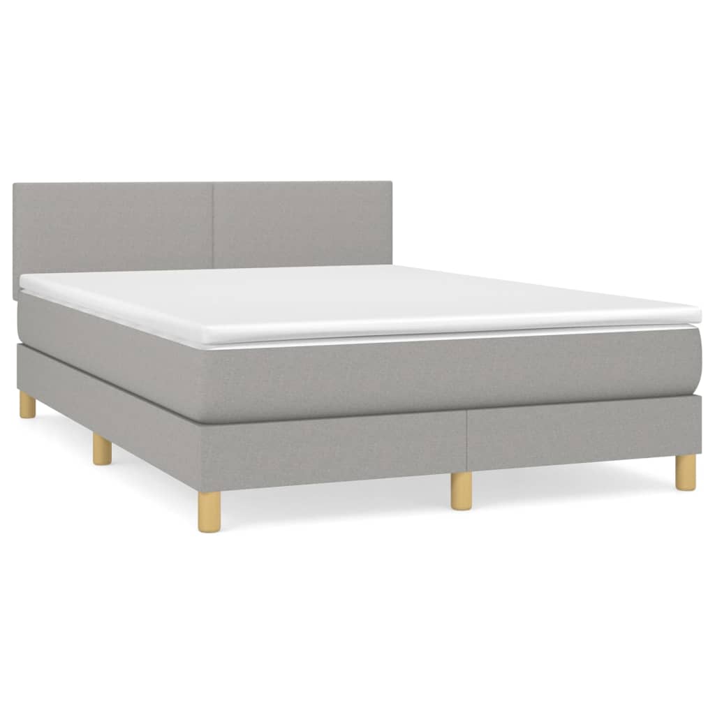 Boxspring met matras stof lichtgrijs 140x190 cm is nu te koop bij PeponiXL, paradijselijk wonen!