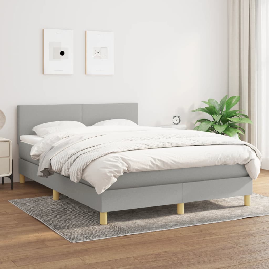 Boxspring met matras stof lichtgrijs 140x190 cm is nu te koop bij PeponiXL, paradijselijk wonen!