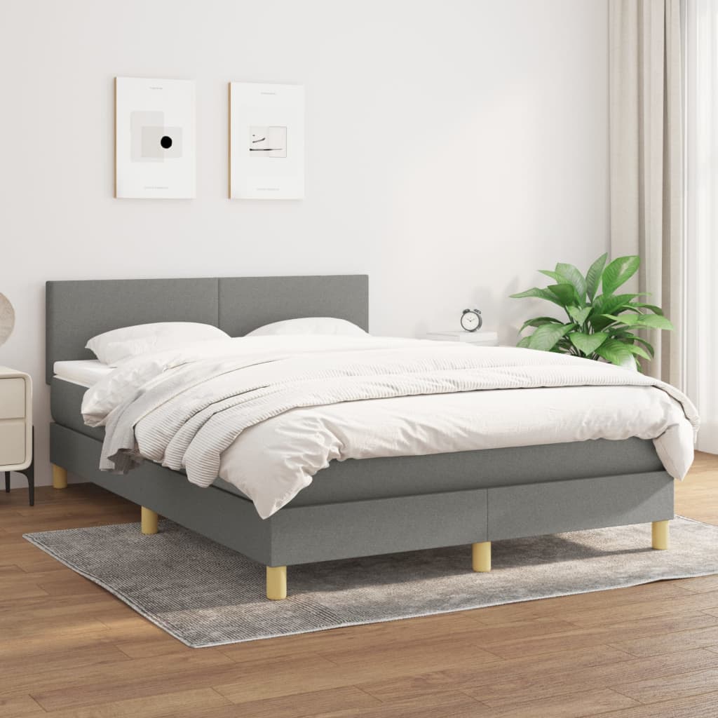 Boxspring met matras stof donkergrijs 140x190 cm is nu te koop bij PeponiXL, paradijselijk wonen!