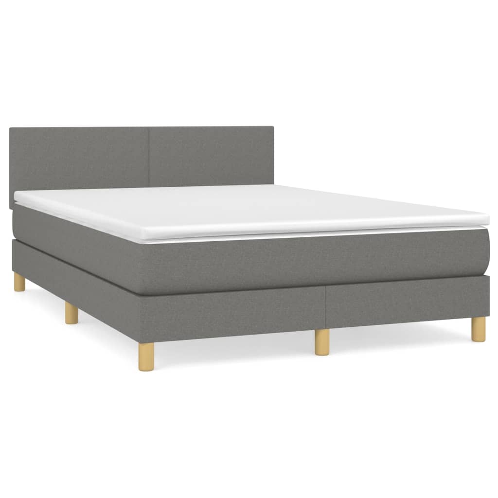 Boxspring met matras stof donkergrijs 140x200 cm is nu te koop bij PeponiXL, paradijselijk wonen!