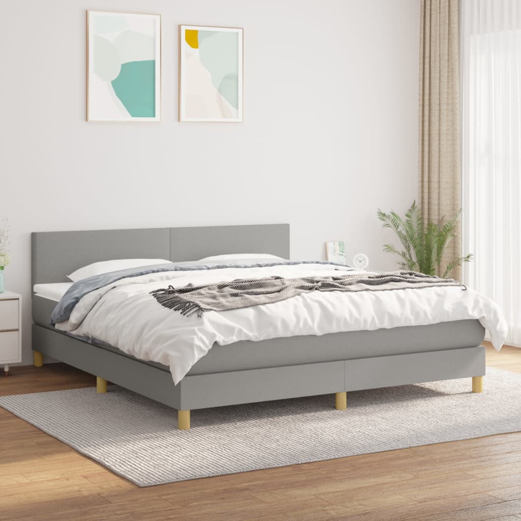 Boxspring met matras stof lichtgrijs 160x200 cm is nu te koop bij PeponiXL, paradijselijk wonen!