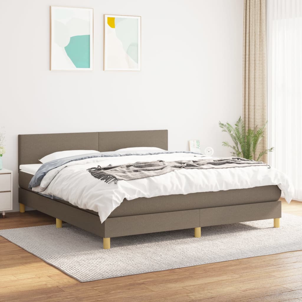 Boxspring met matras stof taupe 180x200 cm is nu te koop bij PeponiXL, paradijselijk wonen!