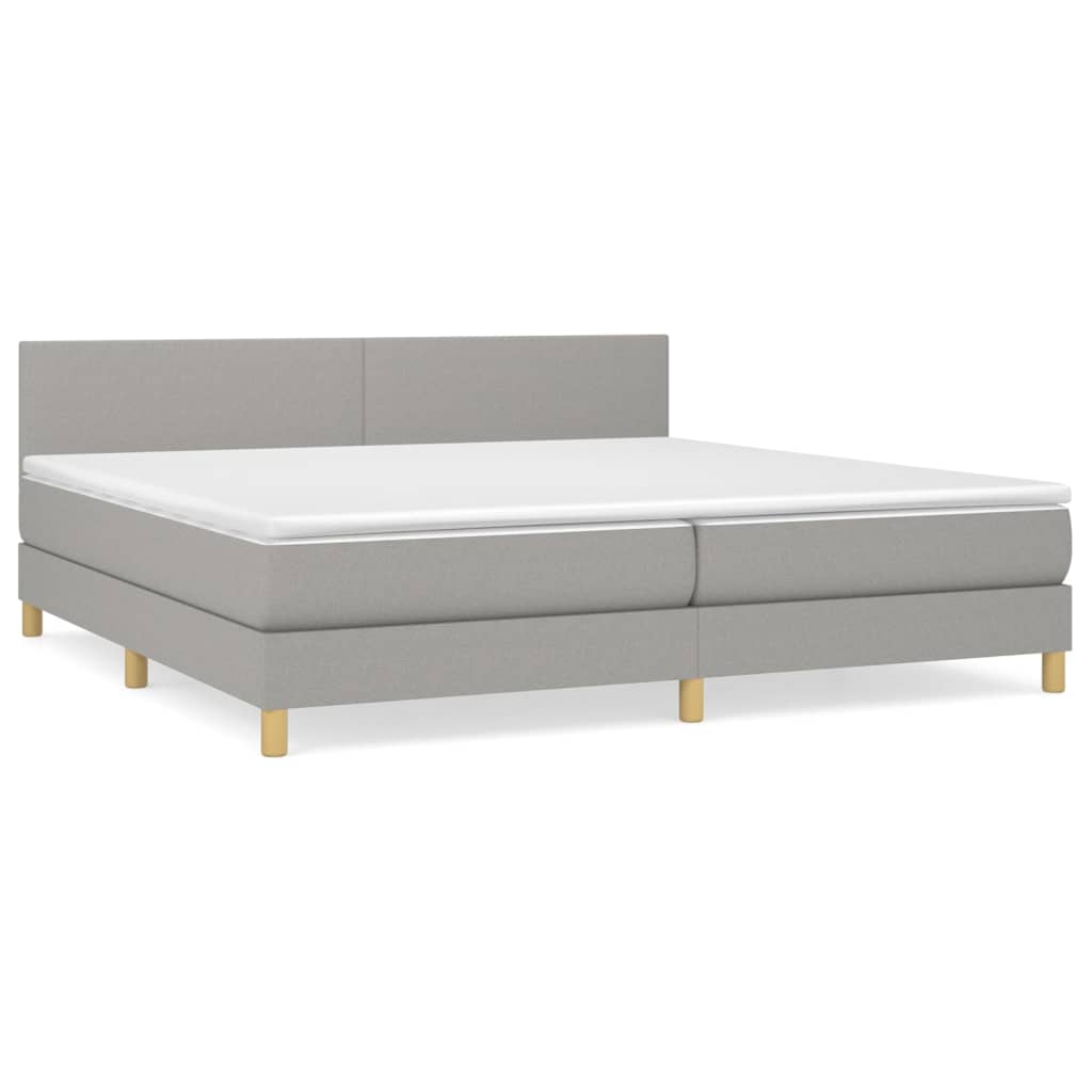 Boxspring met matras stof lichtgrijs 200x200 cm is nu te koop bij PeponiXL, paradijselijk wonen!