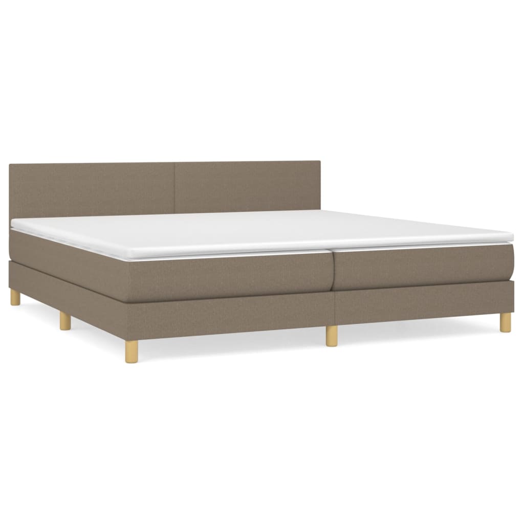 Boxspring met matras stof taupe 200x200 cm is nu te koop bij PeponiXL, paradijselijk wonen!