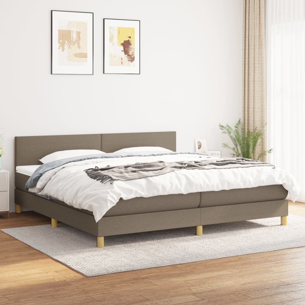 Boxspring met matras stof taupe 200x200 cm is nu te koop bij PeponiXL, paradijselijk wonen!
