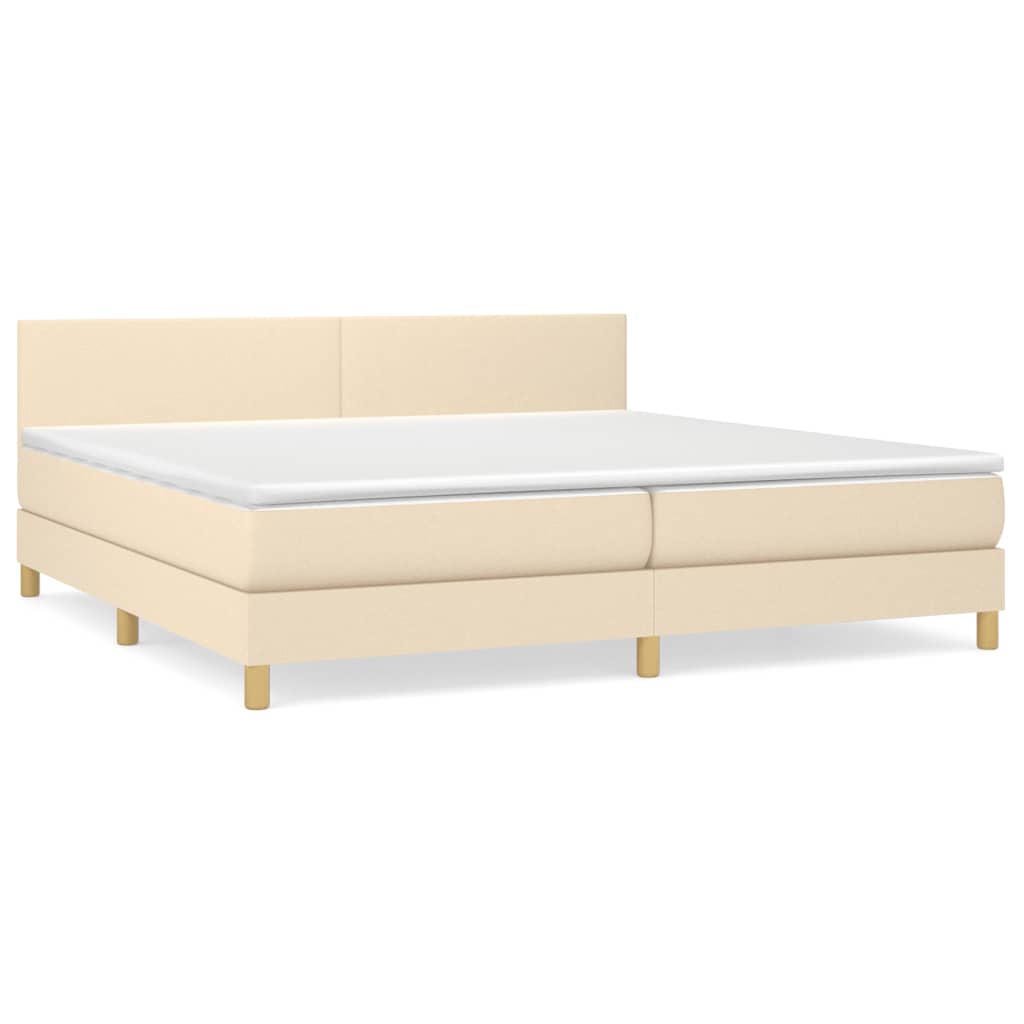 Boxspring met matras stof crèmekleurig 200x200 cm is nu te koop bij PeponiXL, paradijselijk wonen!
