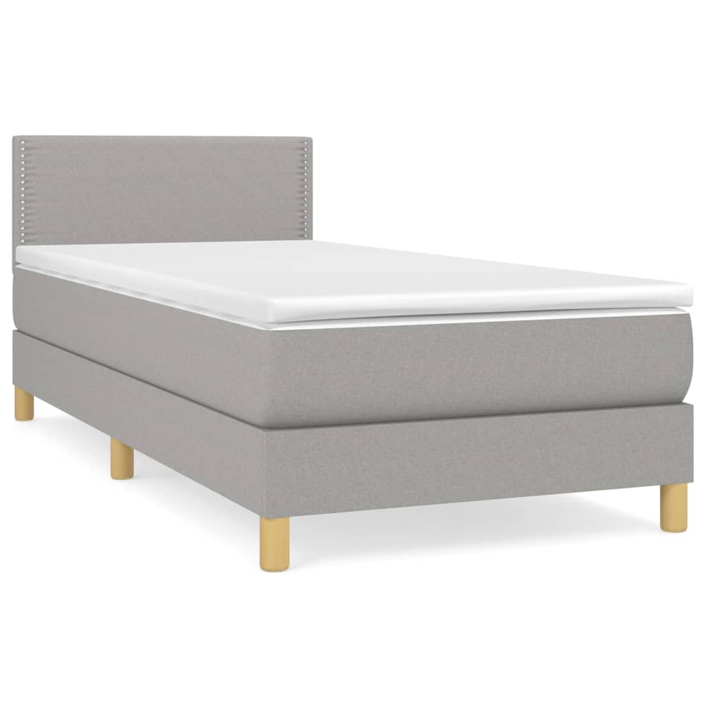 Boxspring met matras stof lichtgrijs 100x200 cm is nu te koop bij PeponiXL, paradijselijk wonen!