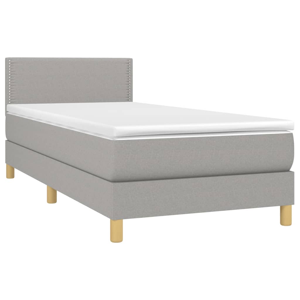 Boxspring met matras stof lichtgrijs 100x200 cm is nu te koop bij PeponiXL, paradijselijk wonen!