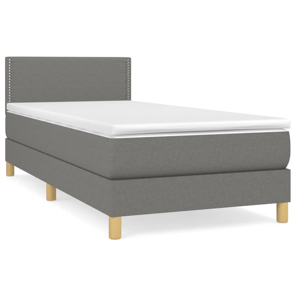 Boxspring met matras stof donkergrijs 100x200 cm is nu te koop bij PeponiXL, paradijselijk wonen!