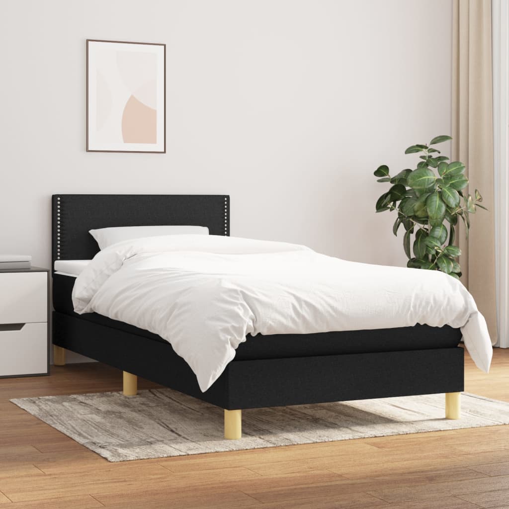Boxspring met matras stof zwart 100x200 cm is nu te koop bij PeponiXL, paradijselijk wonen!
