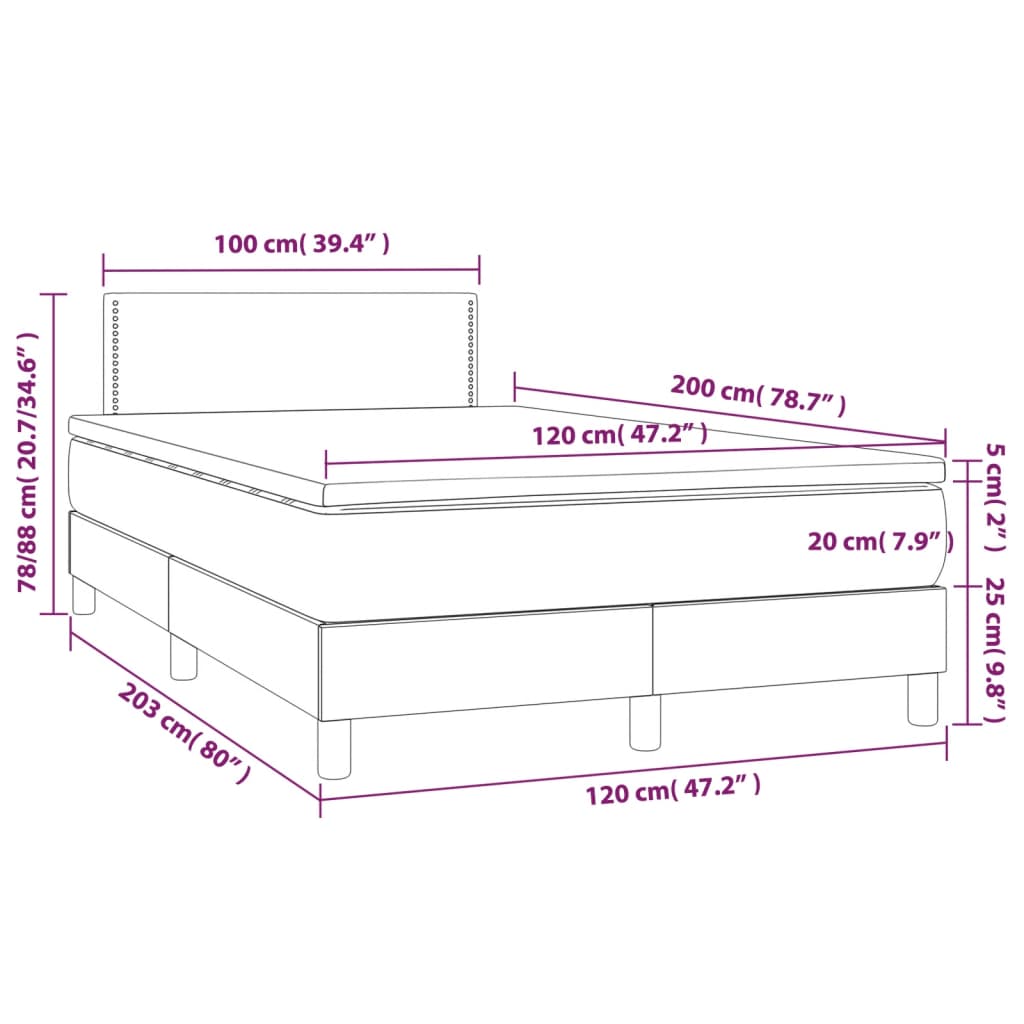 Boxspring met matras stof donkerbruin 120x200 cm is nu te koop bij PeponiXL, paradijselijk wonen!