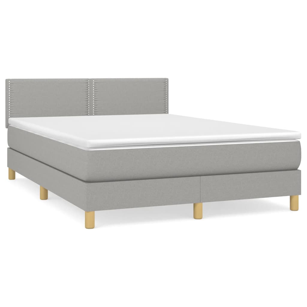 Boxspring met matras stof lichtgrijs 140x190 cm is nu te koop bij PeponiXL, paradijselijk wonen!